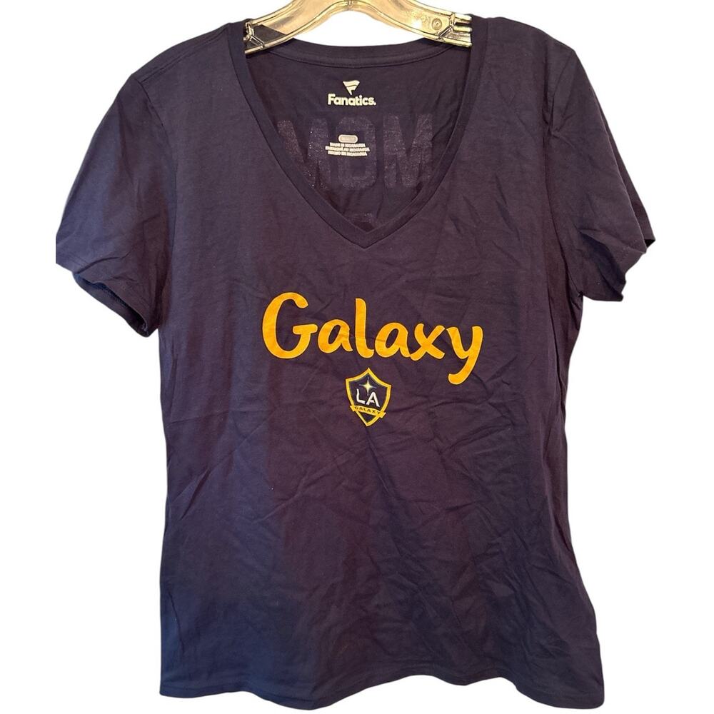 Women's Navy LA Galaxy #1 Mom V-Neck T-Shirt MLS‎ Size Medium